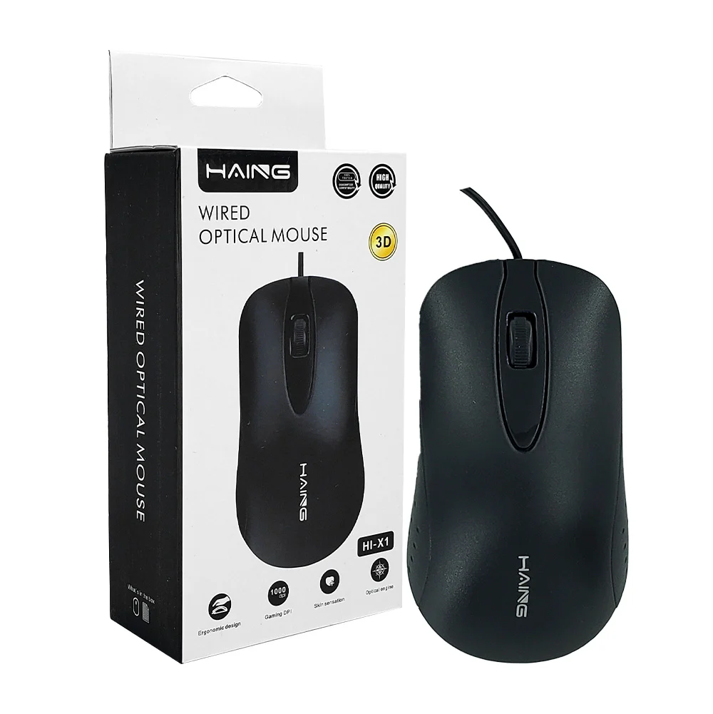 Mouse haing alámbrico óptico con entrada usb en color negro / 124455