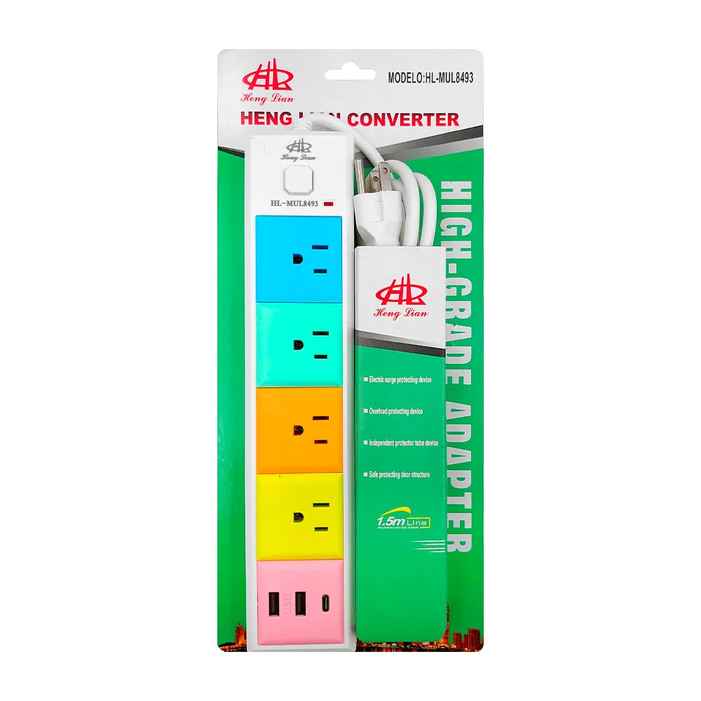 Barra multicontacto hl con 4 enchufes tomacorrientes, 2 puertos usb, …