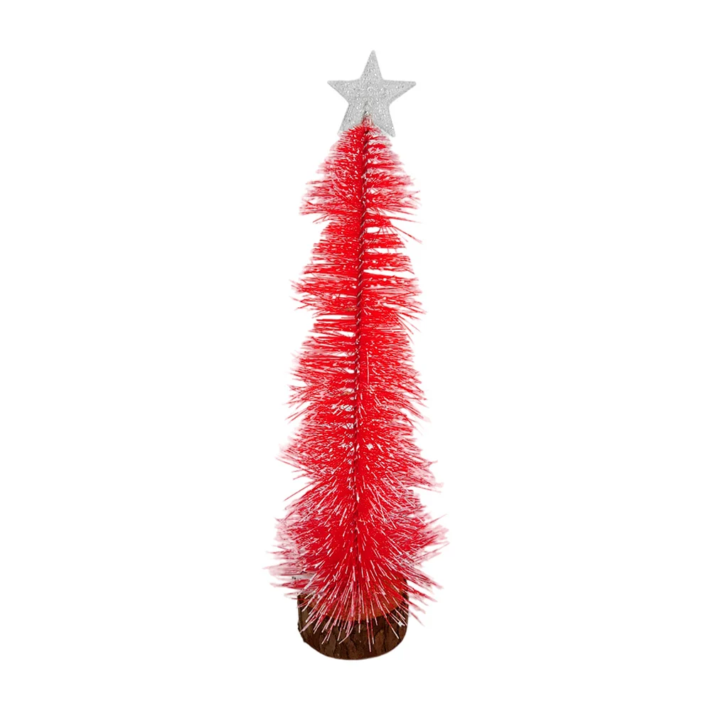 Mini árbol de navidad con base de madera + luces led rgb, efecto neva…