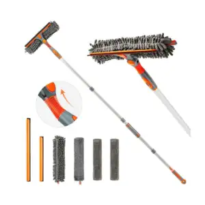 Kit limpiador de ventanas 2 en 1 con cabezal flexible y mango retráct…