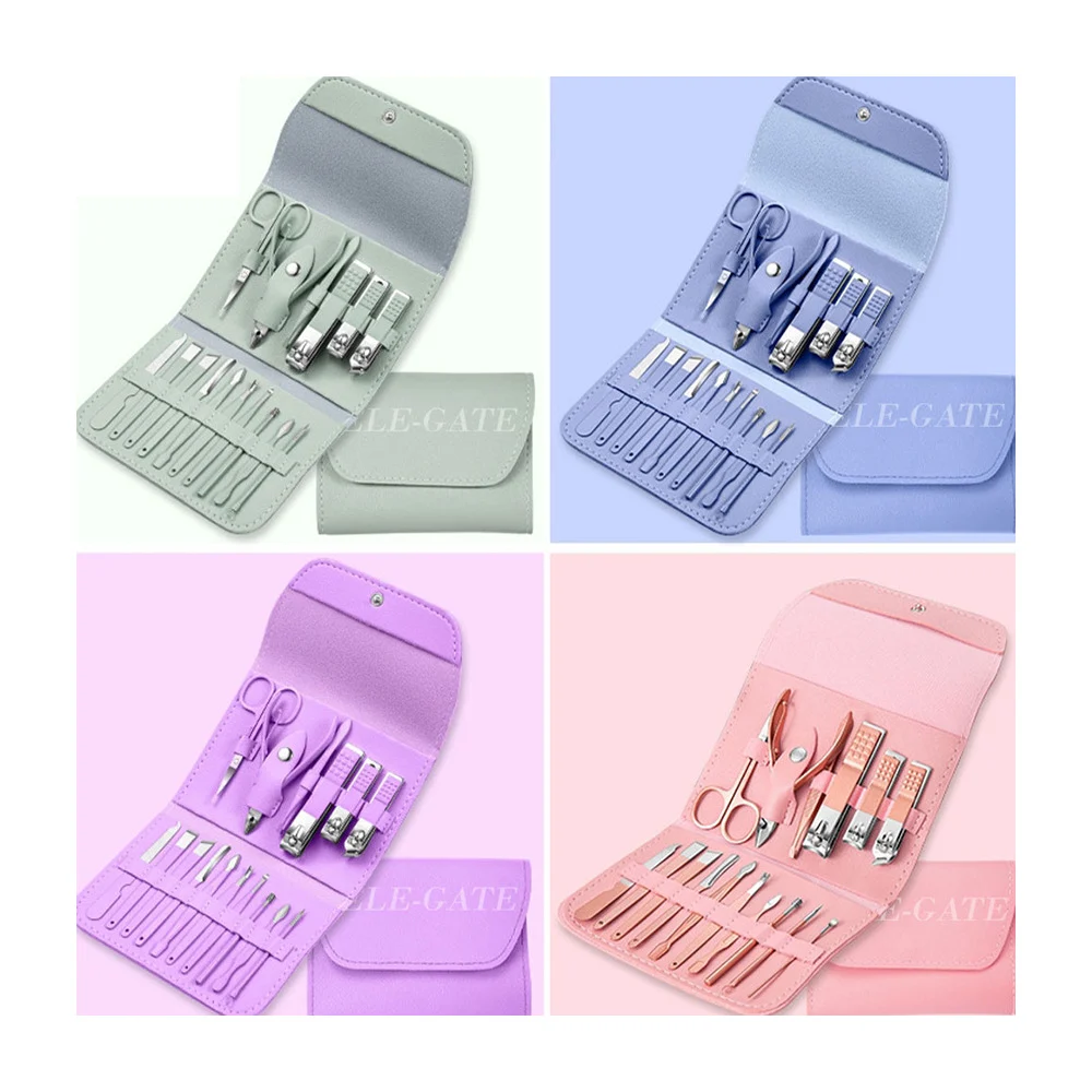 Set de cortauñas para manicura o pedicura profesional de 16 piezas co…