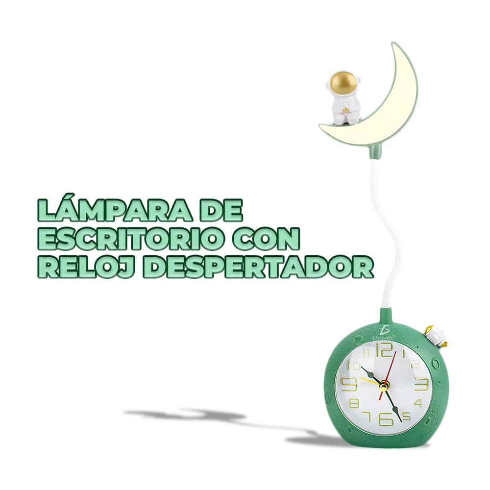 Reloj con lámpara de noche con forma de luna y astronauta, variedad d…