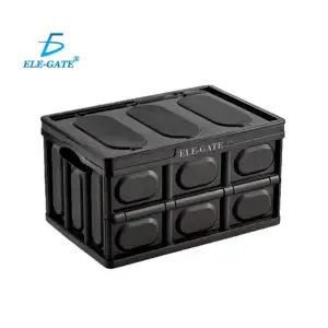 Caja de plástico negra plegable reforzada y con estructura apilable