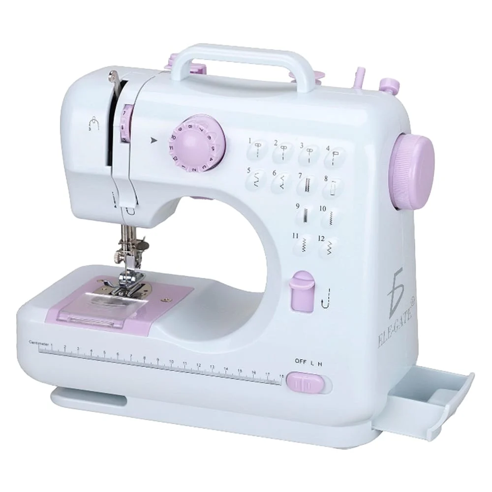 Mini máquina de coser doméstica multifuncional con 12 patrones de pun…