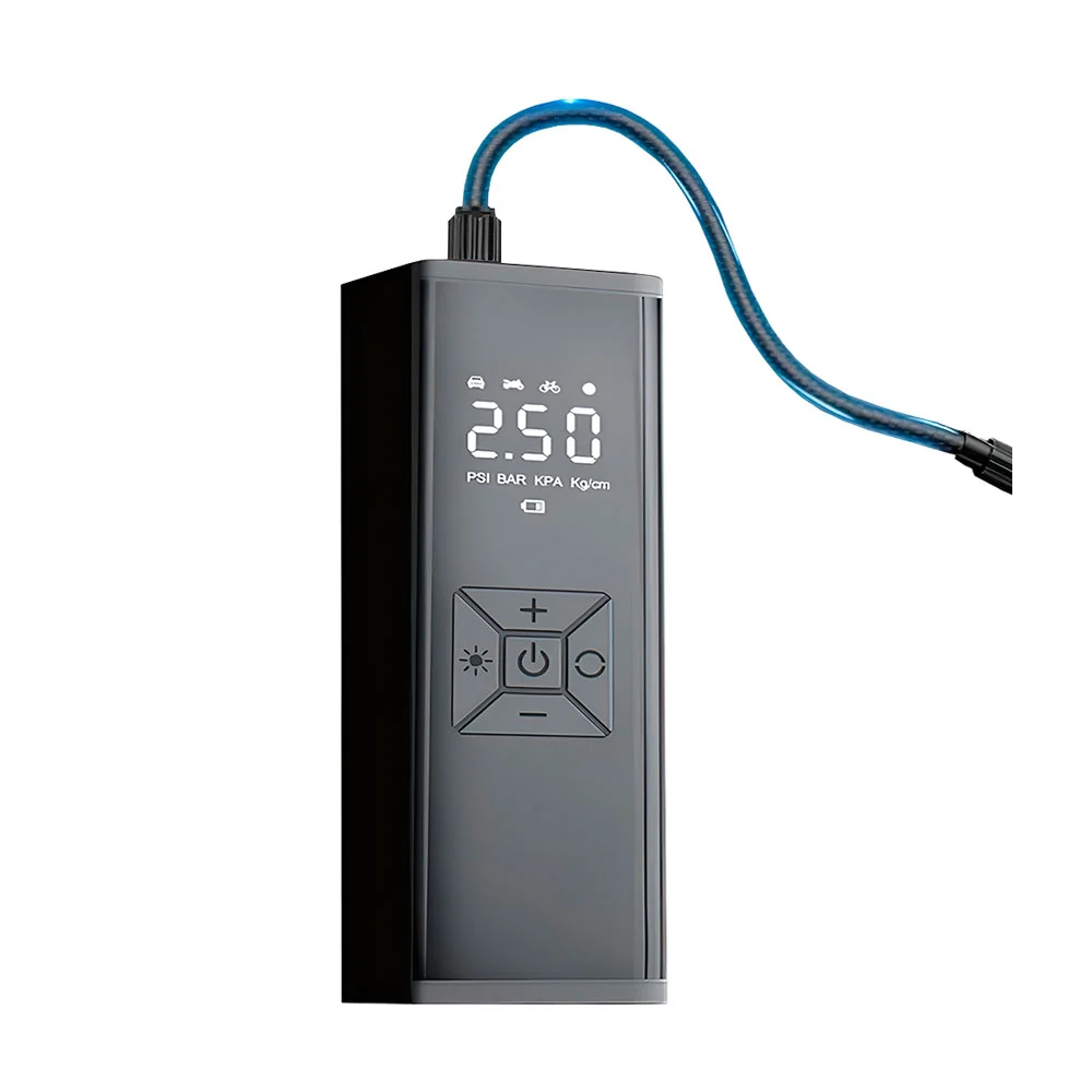 Bomba de aire eléctrica con batería, luz, pantalla lcd para neumático…