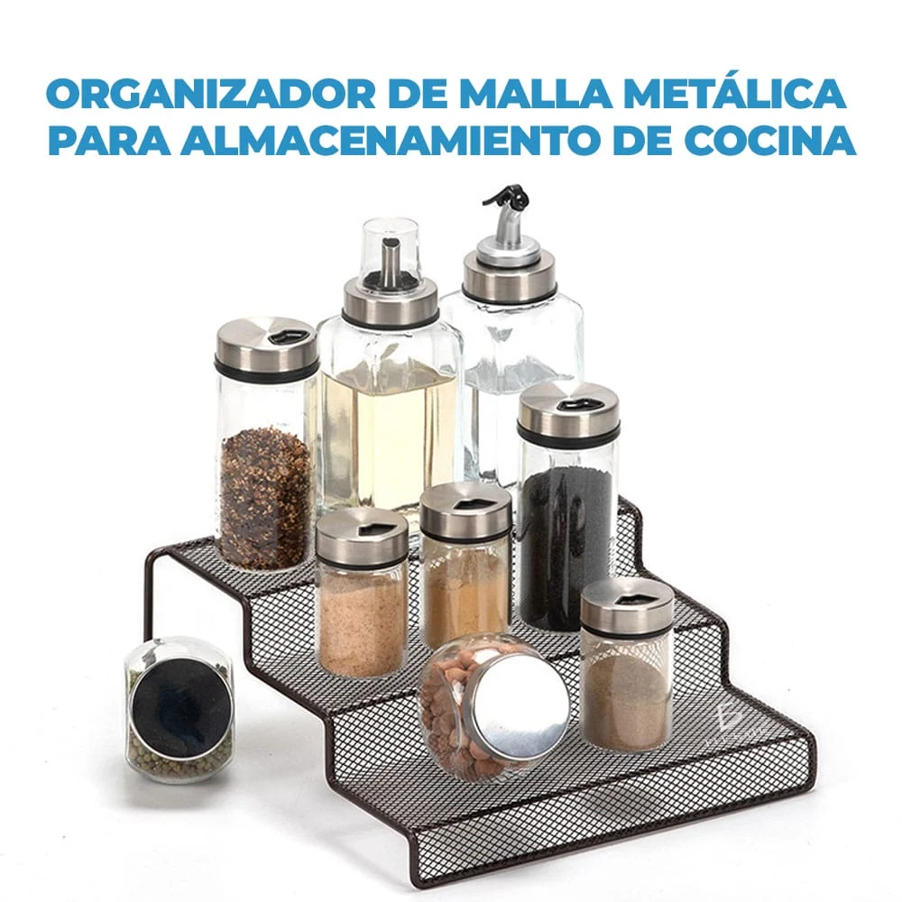 Organizador de malla metálica con 3 niveles para artículos de cocina,…