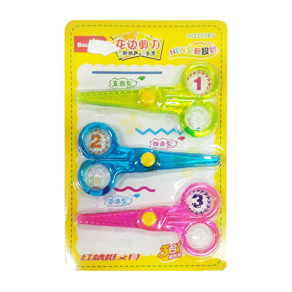 Paquete de 3 tijeras plásticas con corte figura zig zag, variedad de …