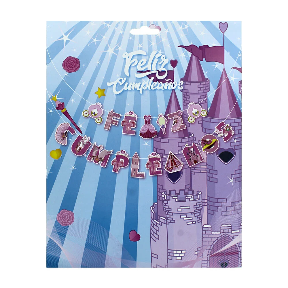 Banner - banderín móvil de "Feliz cumpleaños" con temática de princes…