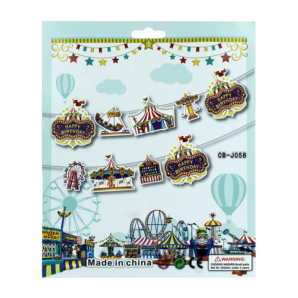 Banner - guirnalda de Happy birthday de 9 piezas con temática de circ…