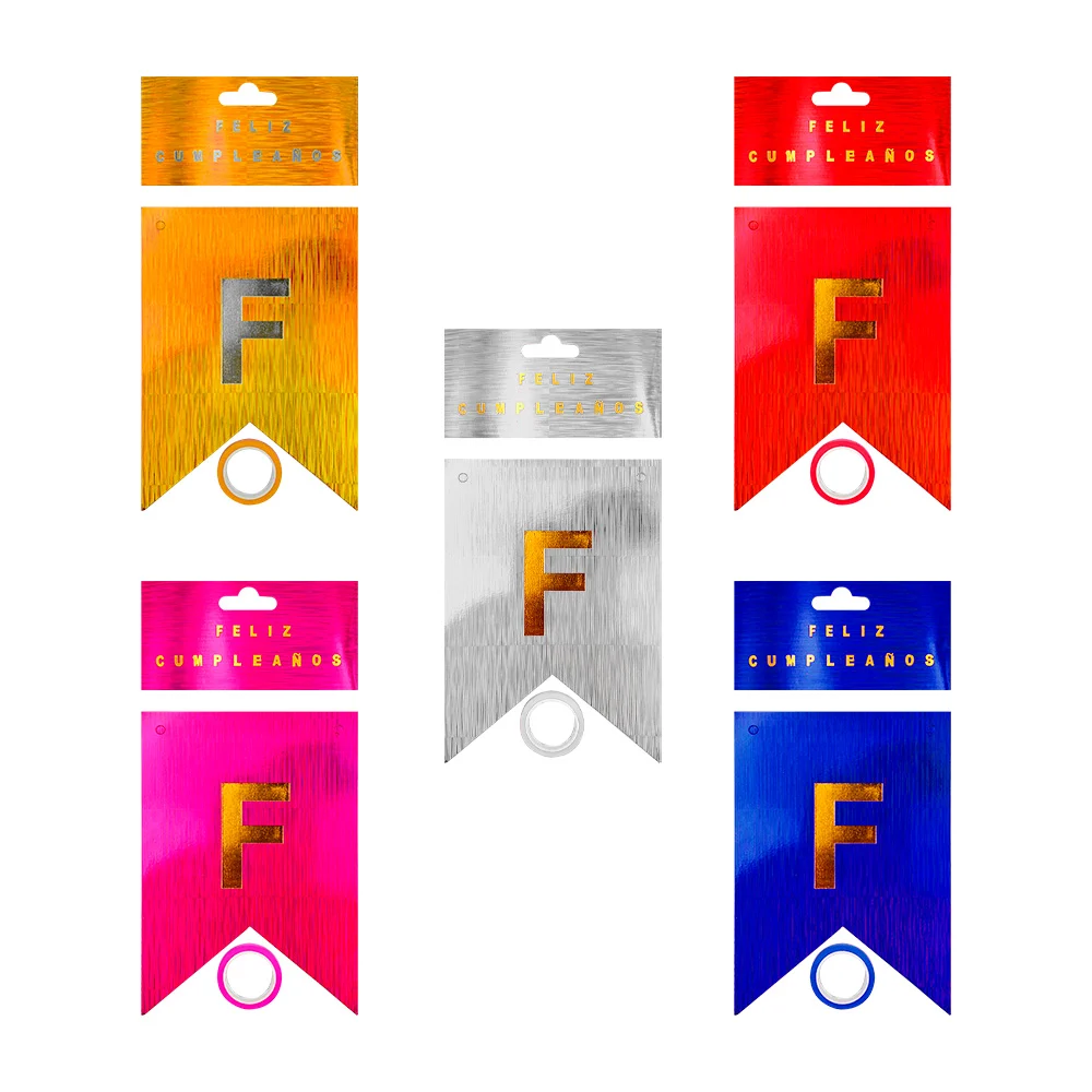 Banner - banderín - guirnalda holográfica con líneas con tema de feli…