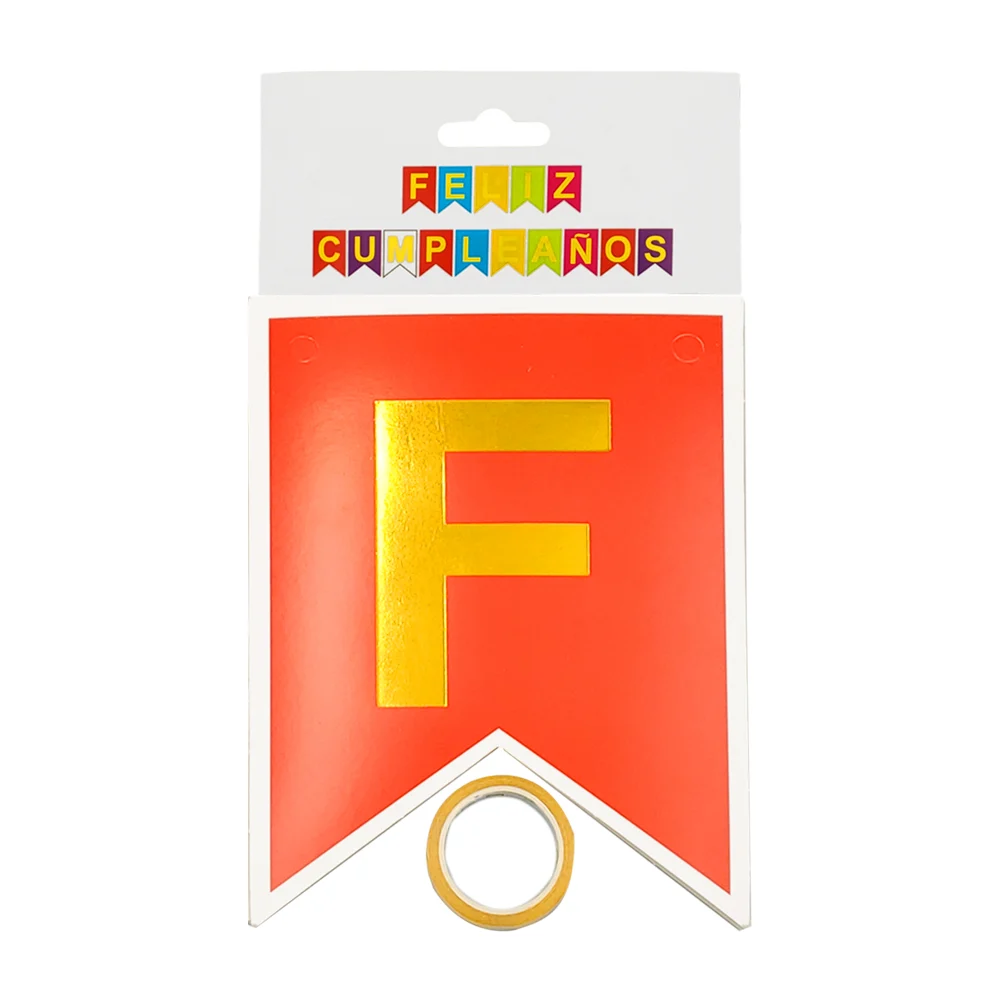 Banner - banderín - guirnalda multicolor con temática de Feliz cumple…