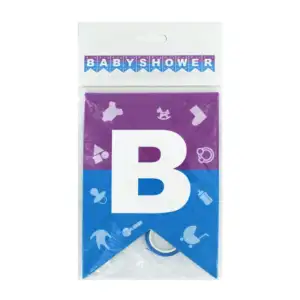 Banner - banderín temático Baby Shower, bicolor, con listón, variedad…