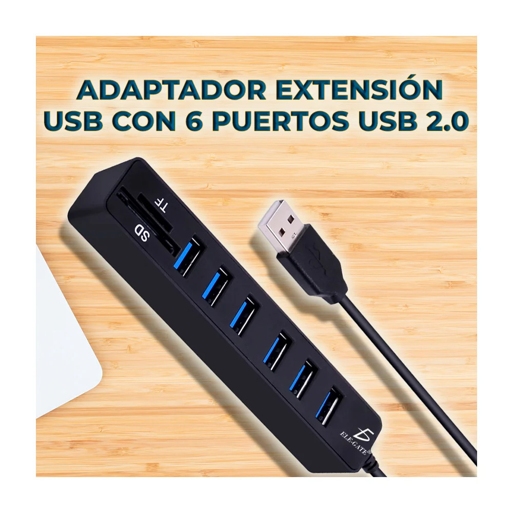 Hub adaptador con 6 puertos usb y lector de tarjetas sd tf, variedad …