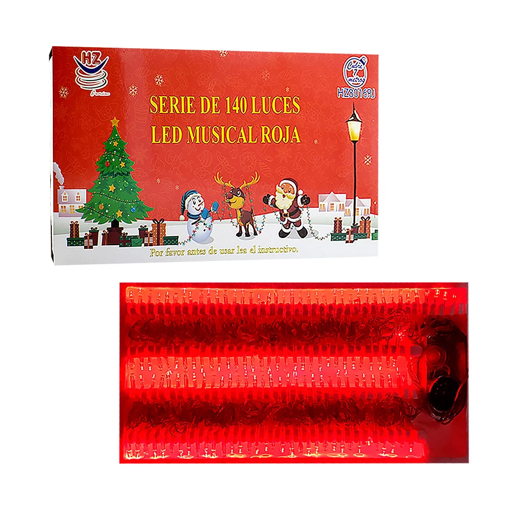 Serie led musical con 140 luces navideñas de 7 metros en color roja /…