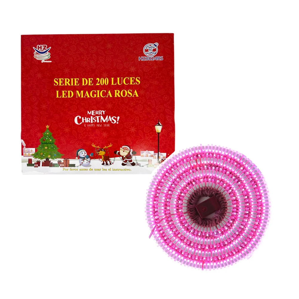 Serie de cable rosa con 200 luces navideñas de 10 metros en color ros…