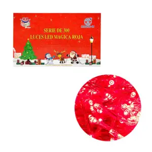 Serie de cable rojo de 15 metros con 300 luces navideñas en color roj…