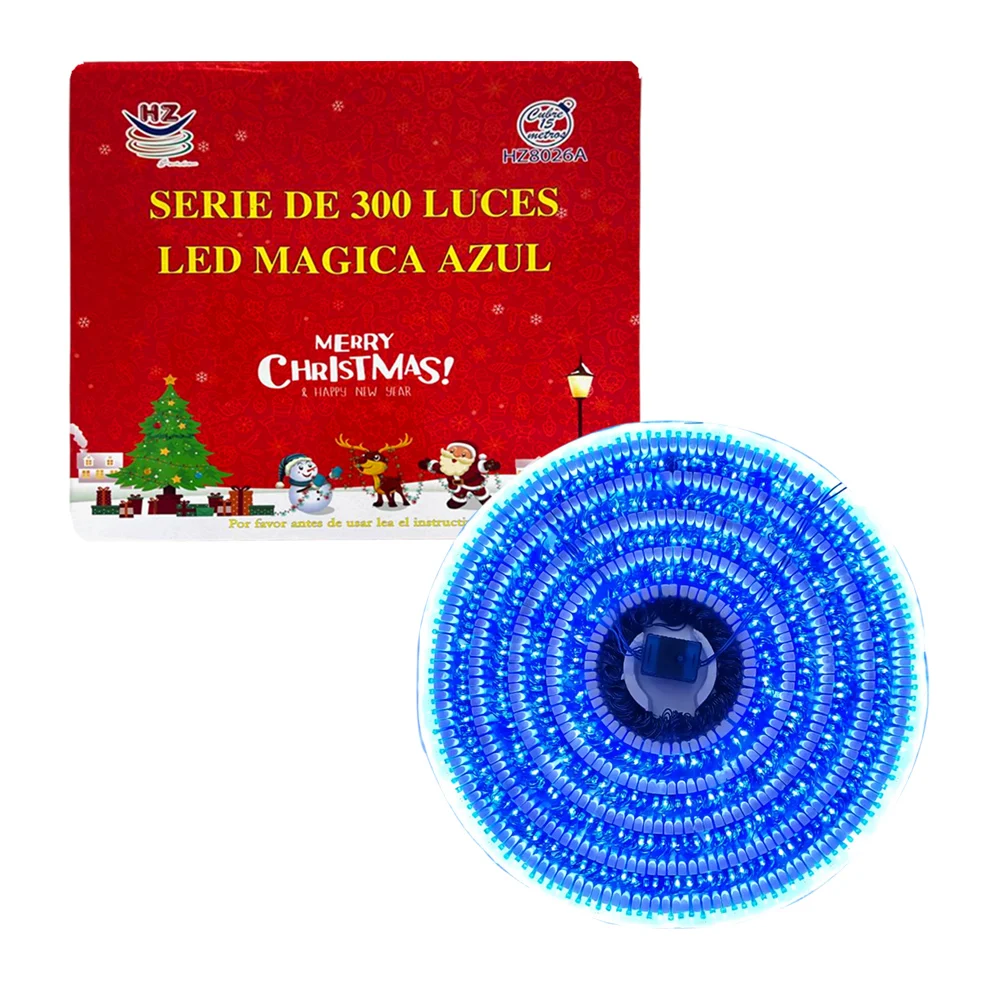 Serie de cable azul de 15 metros con 300 luces navideñas en color azu…
