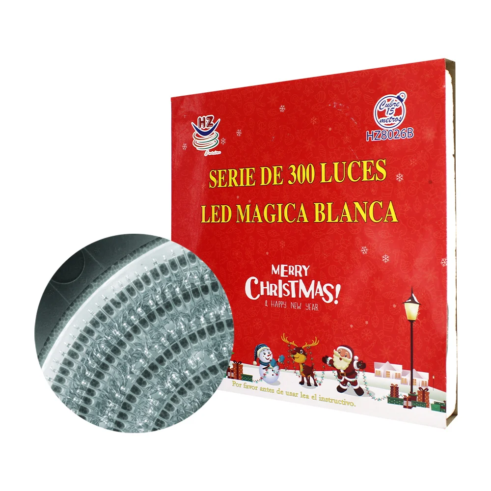 Serie de cable transparente con 300 luces navideñas de 15m en color b…