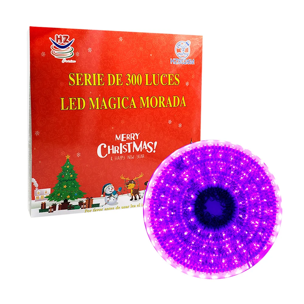 Serie led con 300 luces navideñas de 15 metros en color morada / hz80…