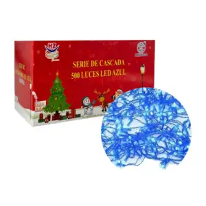 Serie cascada de cable azul de 9.5 metros con 500 luces navideñas en …