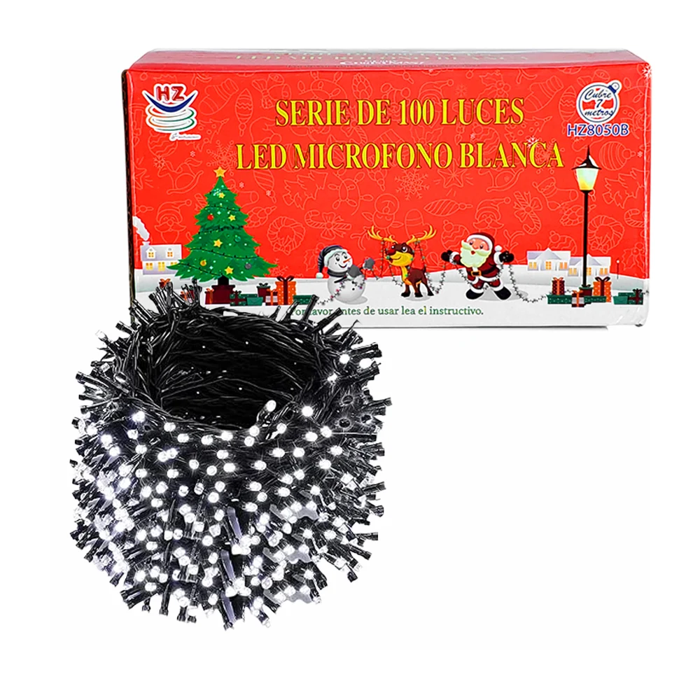 Serie de cable negro de 7 metros con 100 luces navideñas con diseño d…