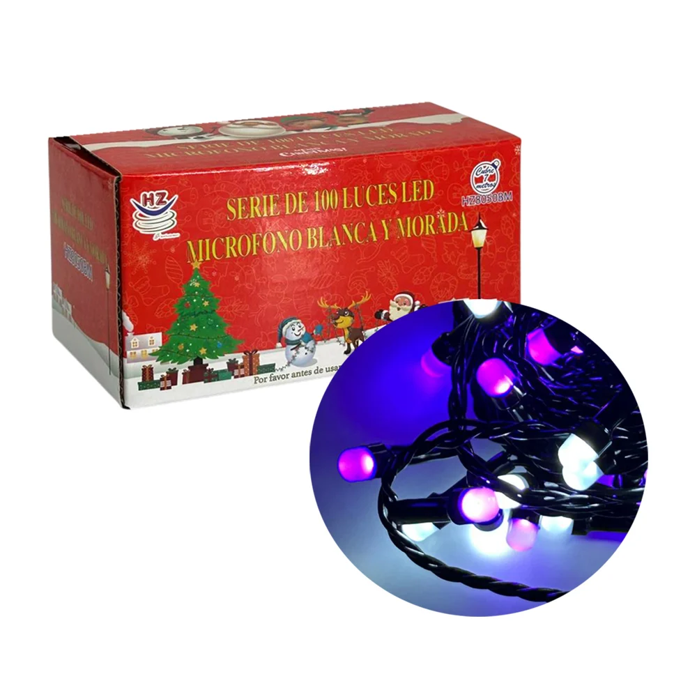 Serie de cable negro de 7 metros con 100 luces navideñas con diseño d…
