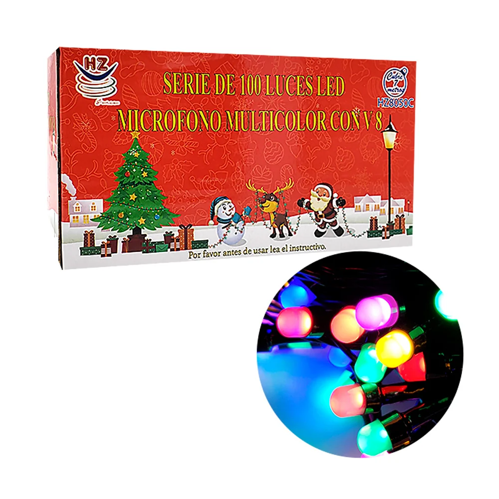 Serie de cable negro de 7 metros con 100 luces navideñas con diseño d…