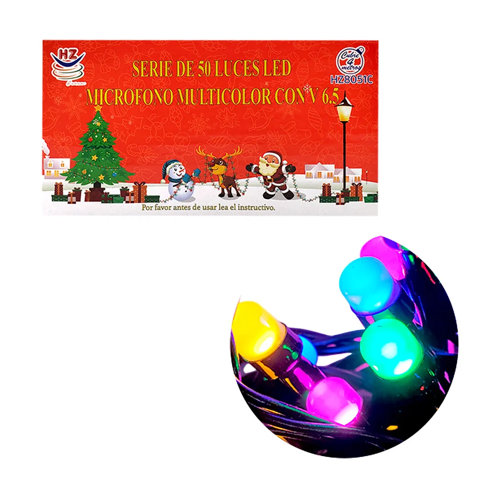 Serie de cable negro de 4 metros con 50 luces navideñas con diseño de…