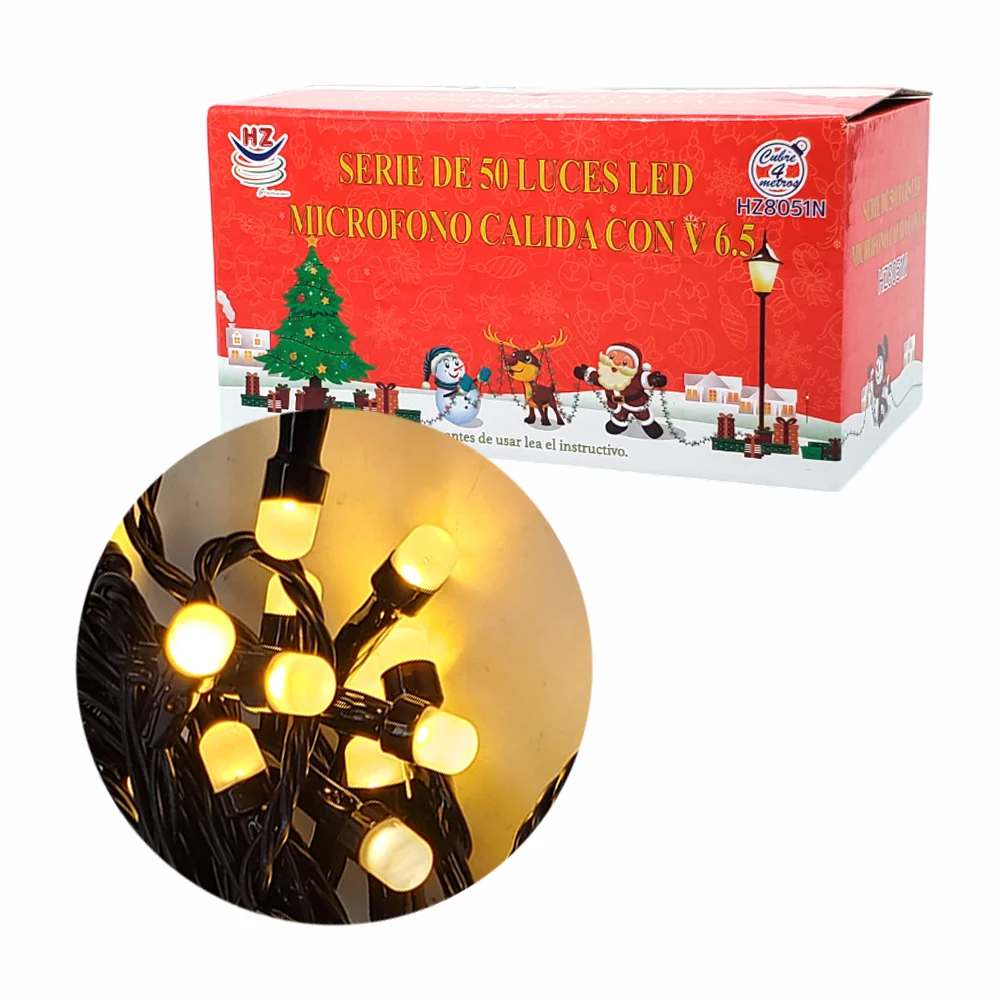 Serie de cable negro de 4 metros con 50 luces navideñas con diseño de…