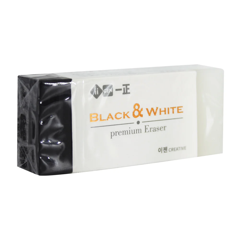 1pza Borrador goma de borrar rectangular bicolor negro y blanco, 6x2.…