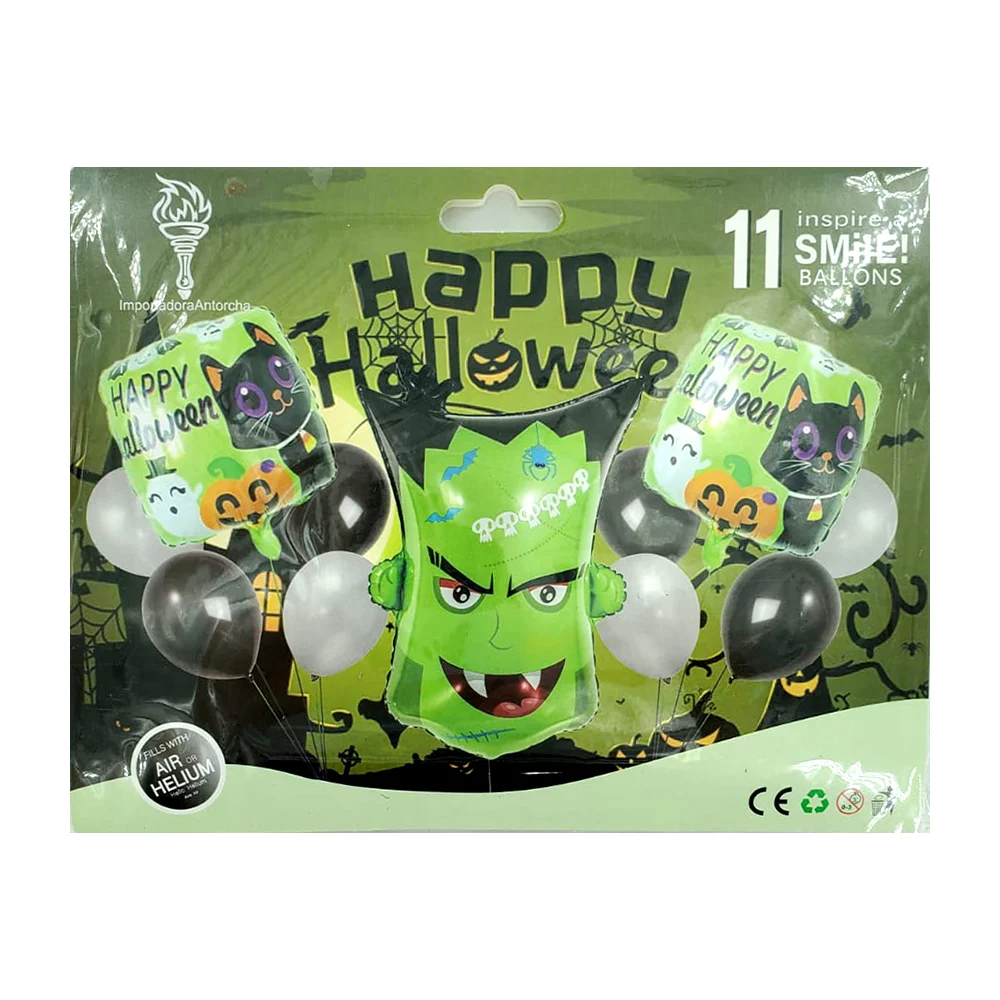 Set 11 globos con temática de halloween con diseño de frankenstein / …