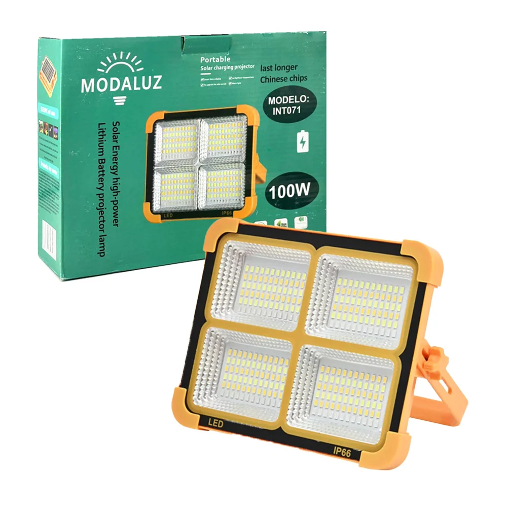 Lámpara reflector led modaluz portátil recargable con panel solar, 10…