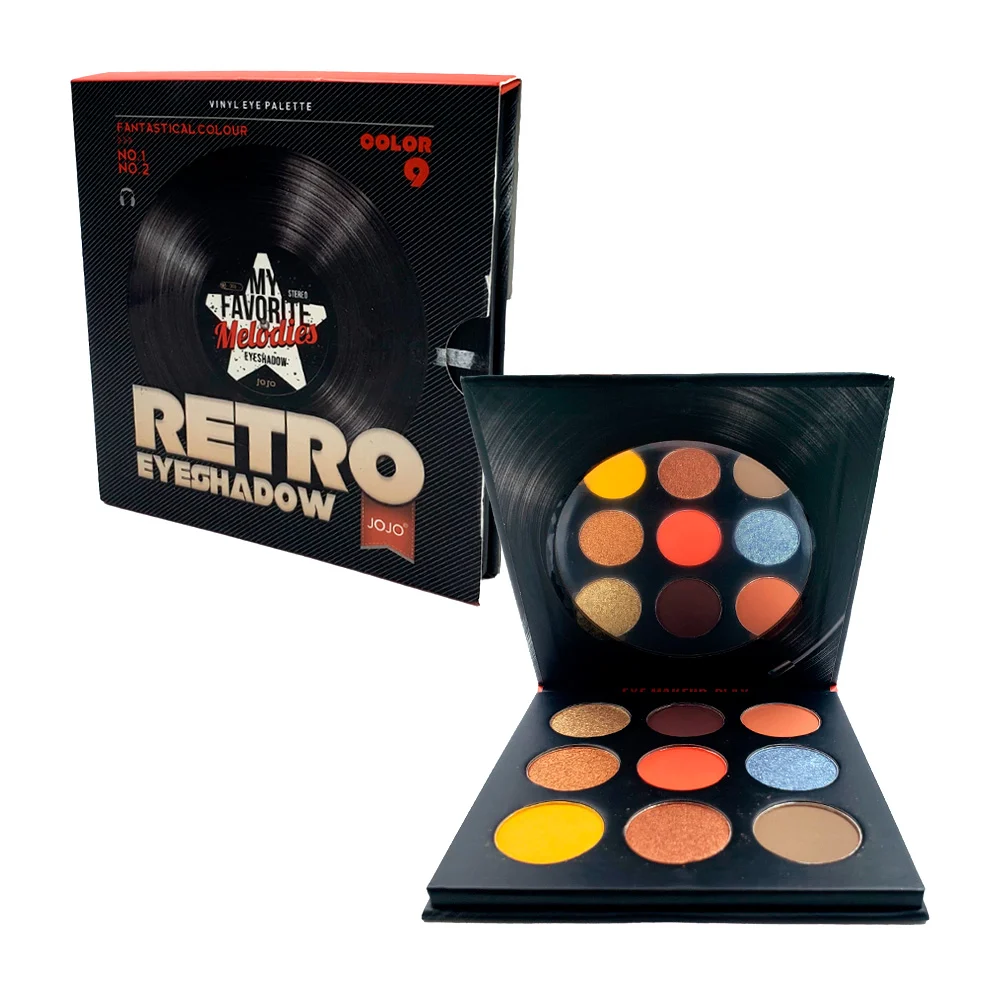 Paleta de sombra para ojos en forma de disco vinil con 9 colores dife…