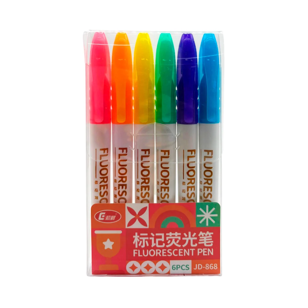 Blíster con 6 marcadores redondos con tinta fluorescente y tapadera d…