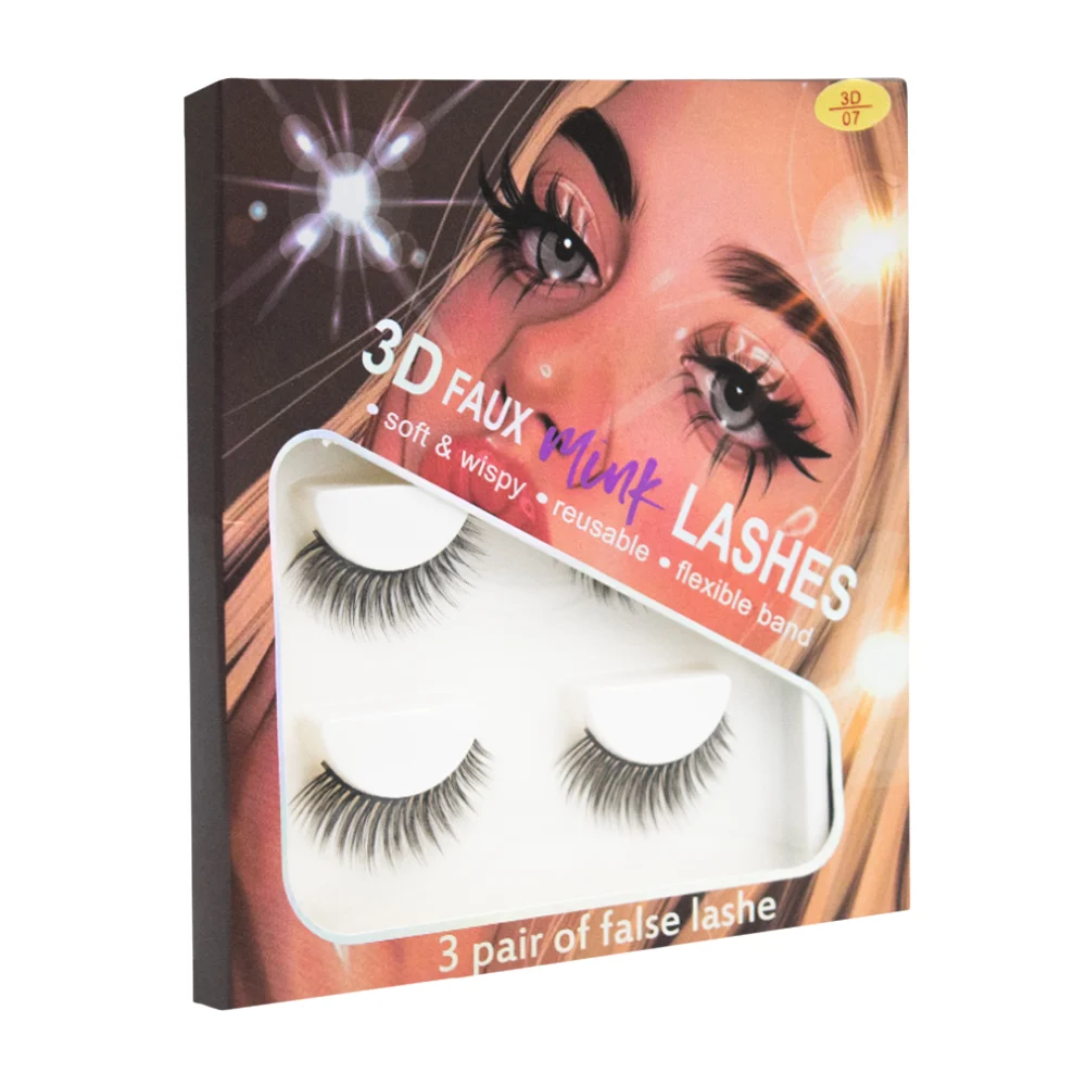 Paquete con 3 pares de pestañas con efecto 3d en variedad de largos y…