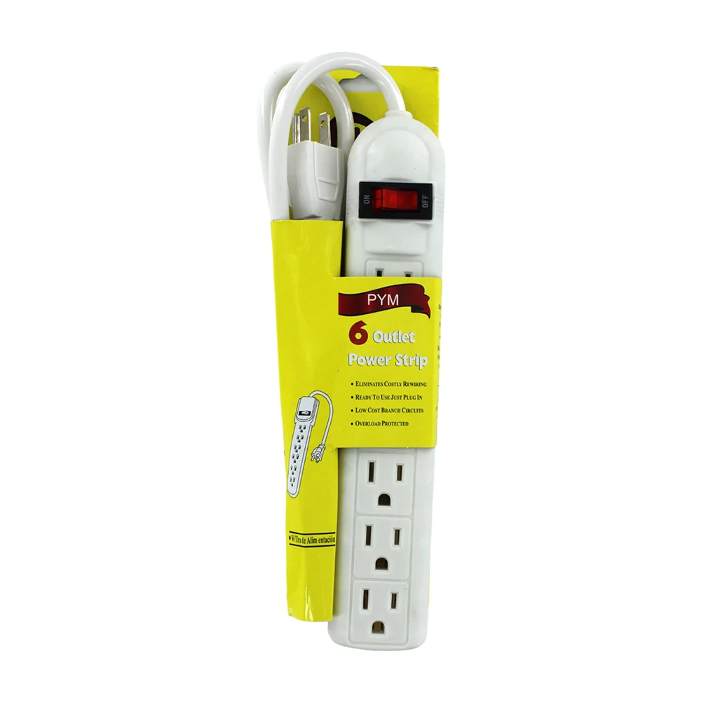 Barra multicontacto con interruptor apagador y 6 tomacorrientes / pym / jp-182