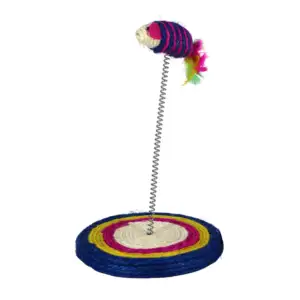 Juguete rascador interactivo para gatos con mini figura de ratón en r…