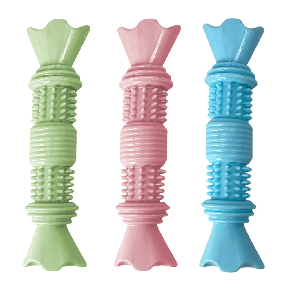 Juguete mordedera de hule en forma dulce con picos para mascota, vari…