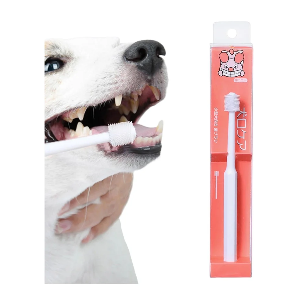 Cepillo de dientes para mascotas de silicona suave de 360 grados, var…