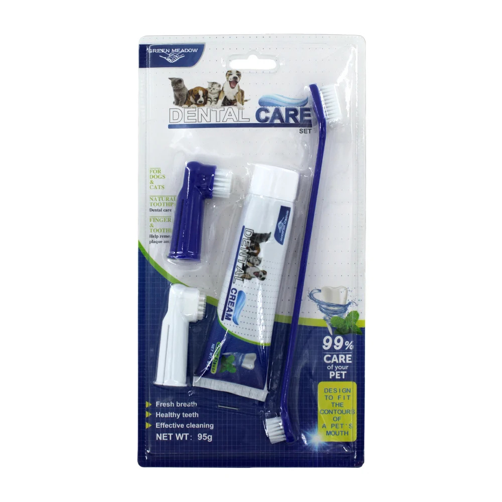 Kit de limpieza dental para mascotas con cepillo de dientes doble, 2 …