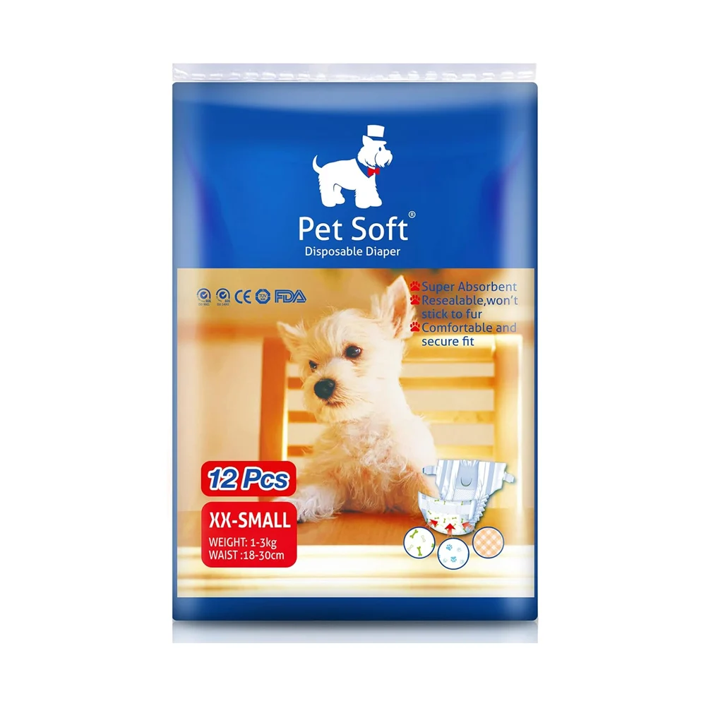Paquete de 12 pañales desechables para mascotas pet soft tamaño extra…