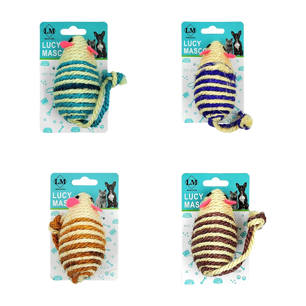Juguete tipo mordedera con forma de ratón hecho de sisal, para mascot…