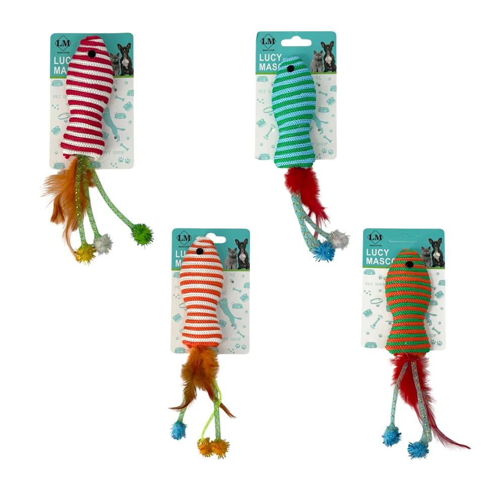 Juguete interactivo en forma de pescado con pluma para gato, variedad…