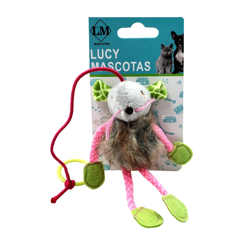 Juguete afelpado en forma de ratón con cordón para gato / 918490