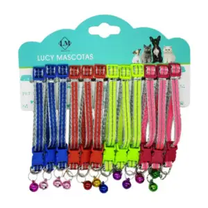 Collar ajustable pequeño con cascabel para mascota, con broche, varie…
