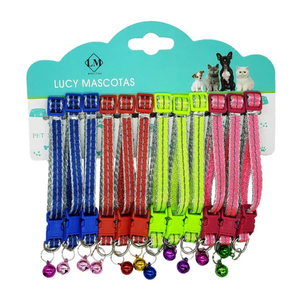 Collar ajustable pequeño con cascabel para mascota, con broche, varie…