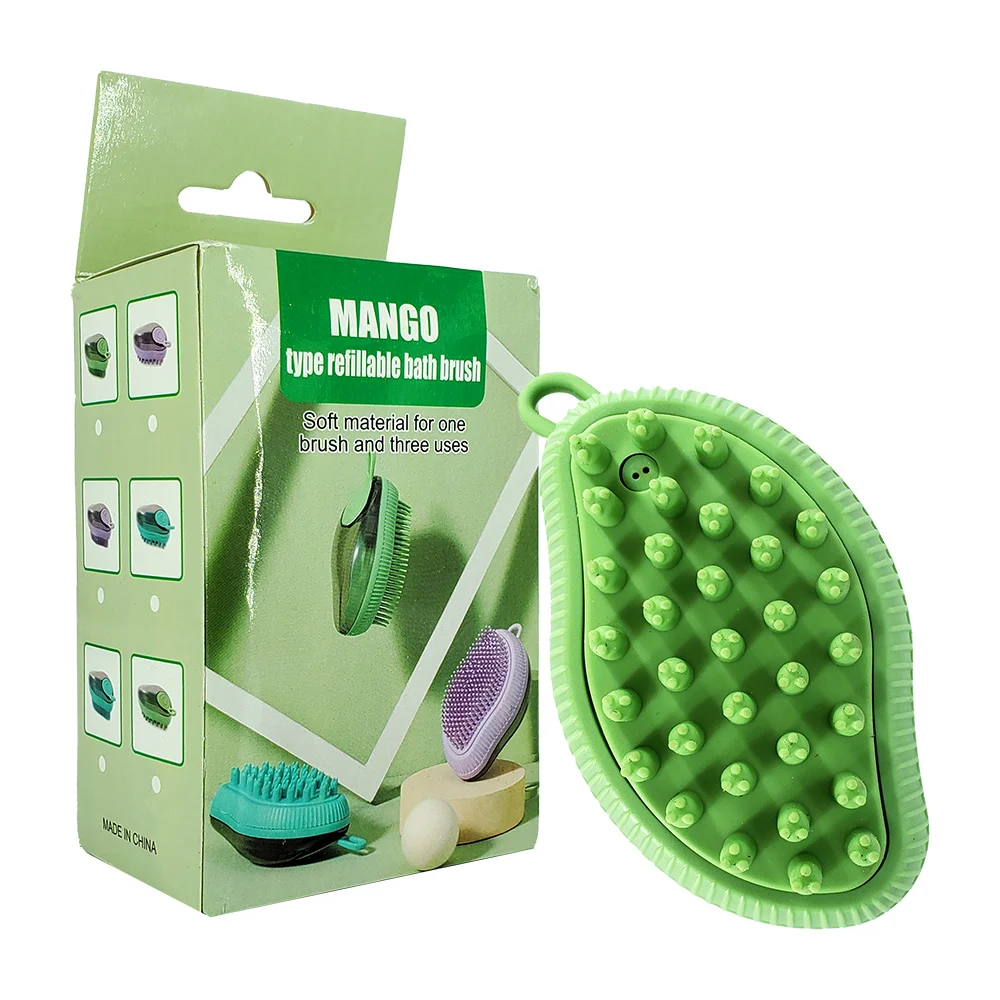 Cepillo de baño con dispensador rellenable de shampoo para mascota,  …