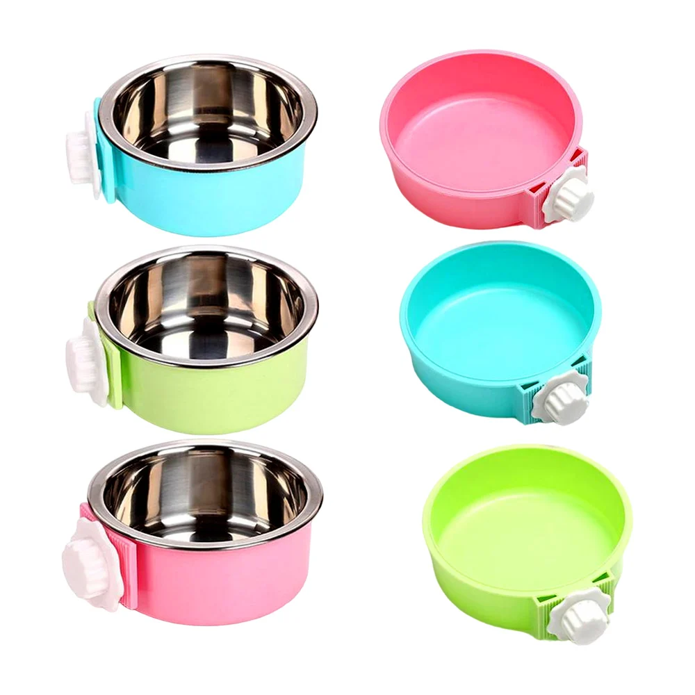Cuenco colgante de plástico para jaula con plato de acero inoxidable,…