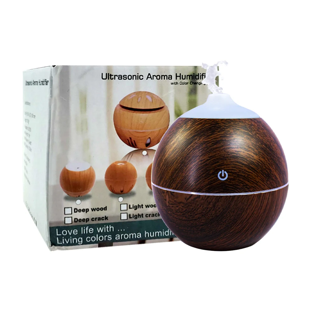 Humidificador en forma de mini jarrón con diseño tipo madera y luz le…