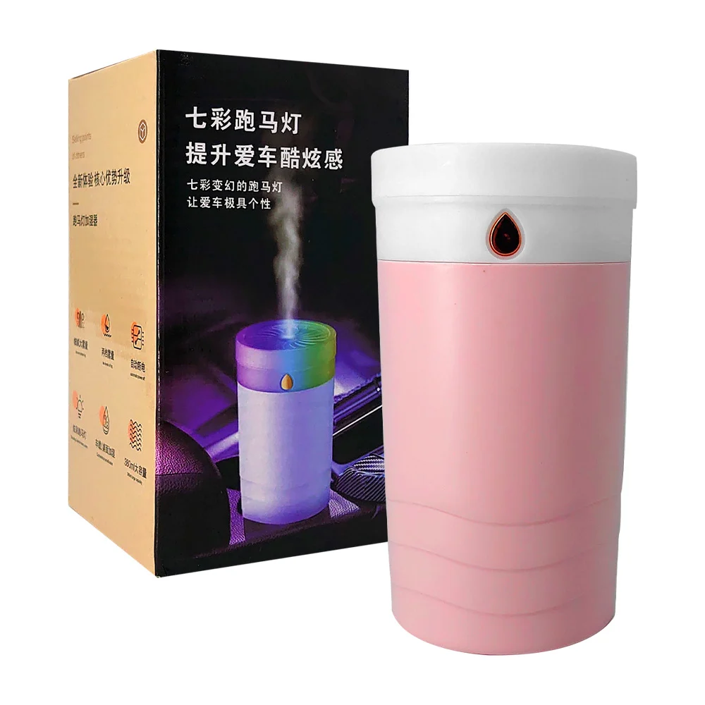 Humidificador cilindrico de color rosa o blanco con capacidad 380ml y…